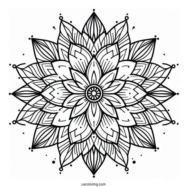 Easy Flower Mandala Coloring Page With Pointed Petals