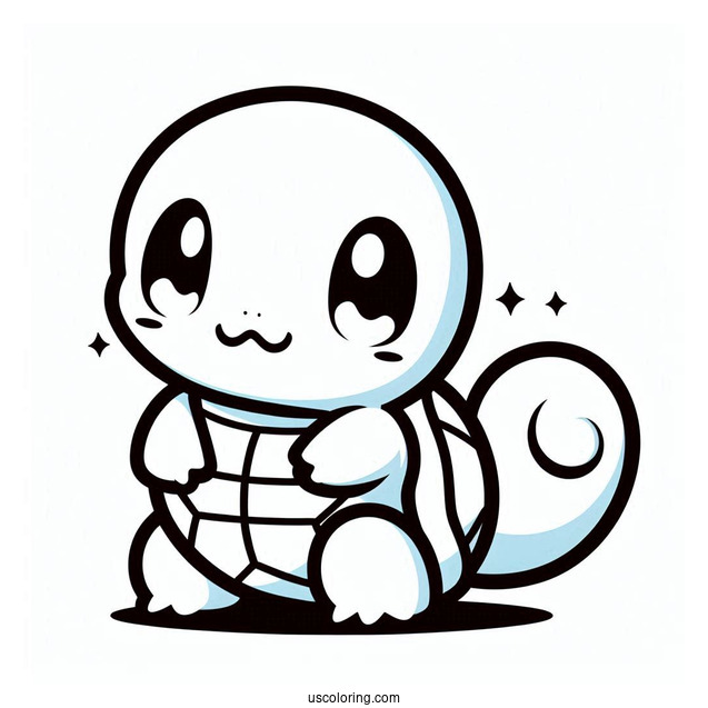 Kawaii Squirtle Coloring Page For Preschoolers
