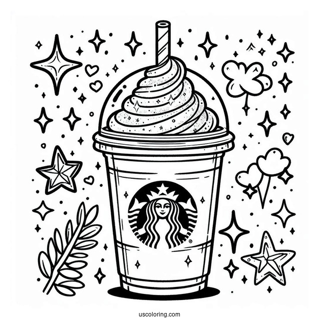 Sparkly Starbucks Coloring Page Frappe For Kids