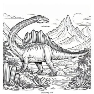 Spinosaurus Coloring Page In The Mountains