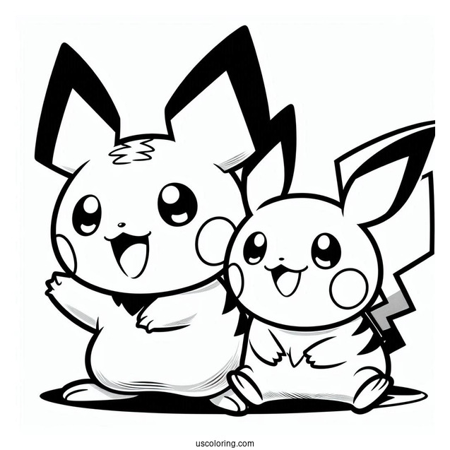 Pichu Coloring Page With Pikachu And Raichu