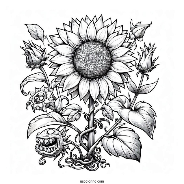 Plants Vs Zombies Sunflower Coloring Page