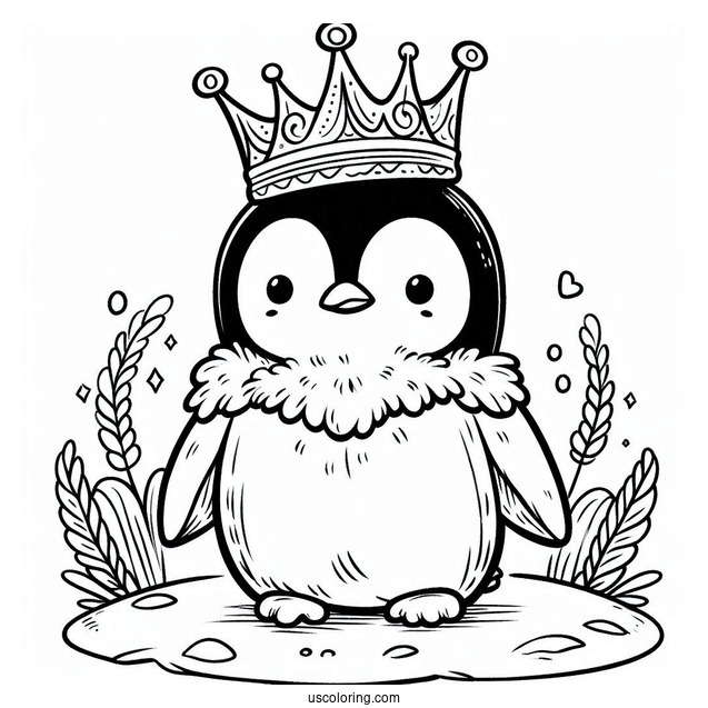 King Penguin Coloring Sheet For Kids