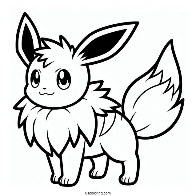 Easy Jolteon Coloring Page Outline For Kids