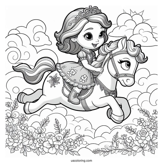 Sofia The First Coloring Page Riding Minimus In The Sky
