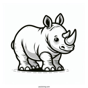 Cute Baby Rhino To Color