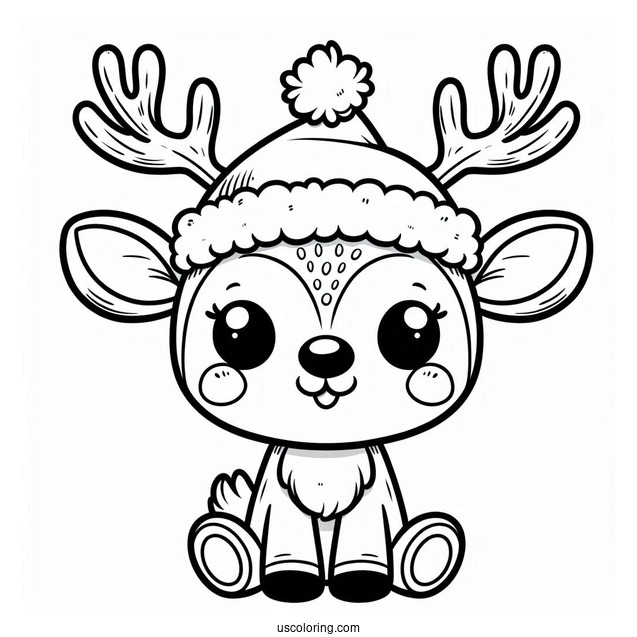Cute Cartoon Rudolph Coloring Page With Big Antlers