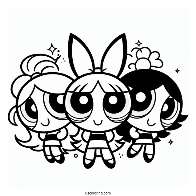 Easy Powerpuff Girls Coloring Page For Kids