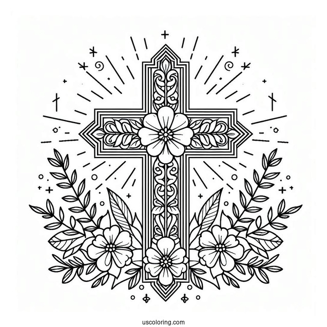 Easy Cross Coloring Page For Kids