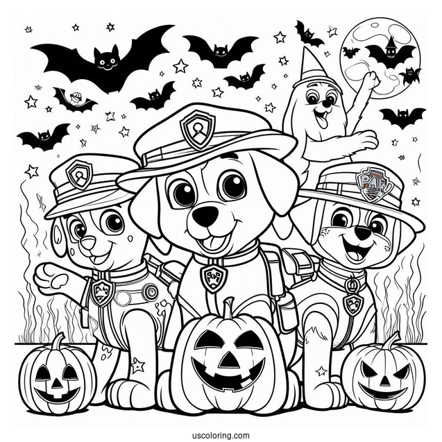 Halloween Themed Paw Patrol Coloring Picture