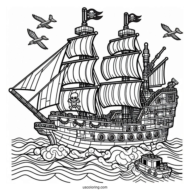 Lego Pirate Ship Coloring Page For Kids