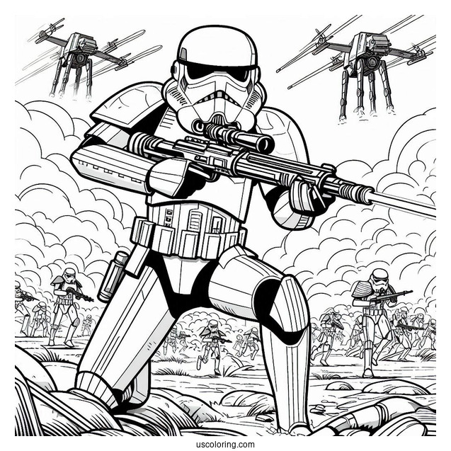 Stormtrooper Coloring Page In The Battlefield