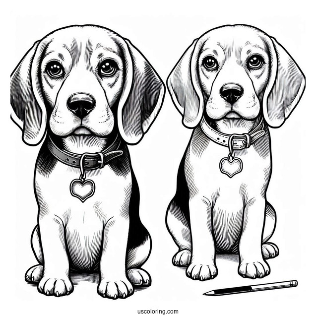 Adult Beagle With Collar And Tag