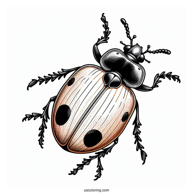 Top View Orange Lady Beetle Coloring Page