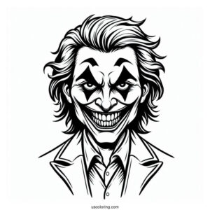 Easy Coloring Sheet Of Scary Joker