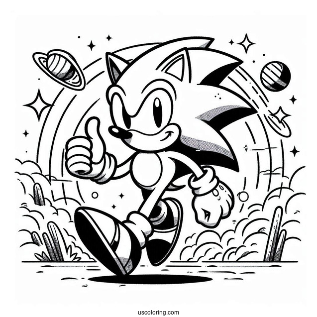 2D Retro Sonic Coloring Page