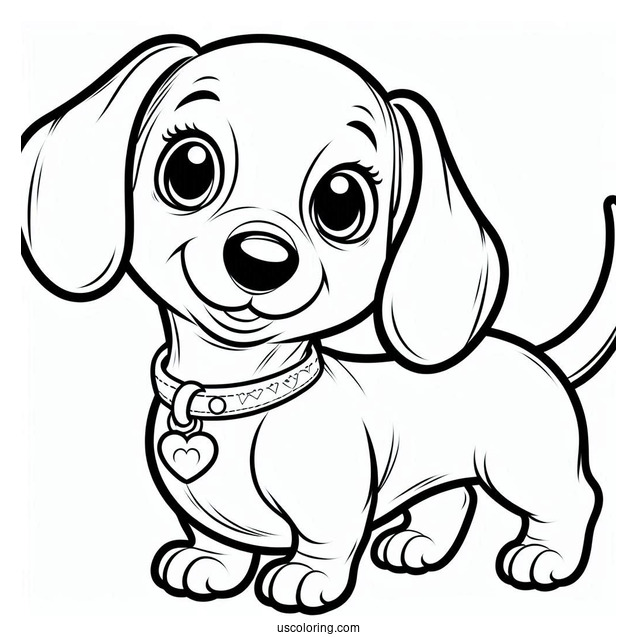 Cartoon Dachshund Coloring Page For Kids