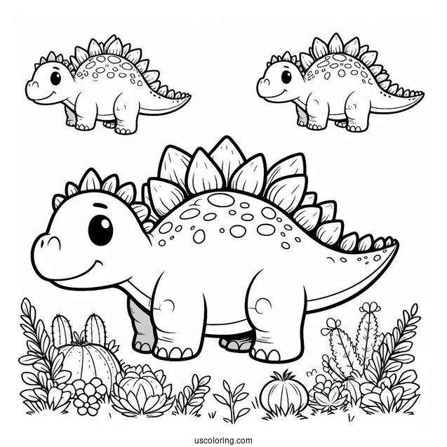 Cartoon Stegosaurus Coloring Page
