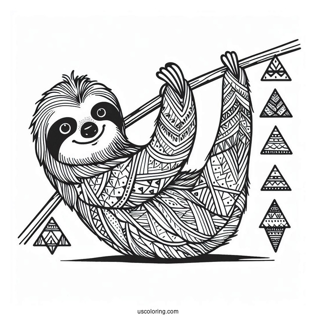 Sloth Stretched Out With Triangles