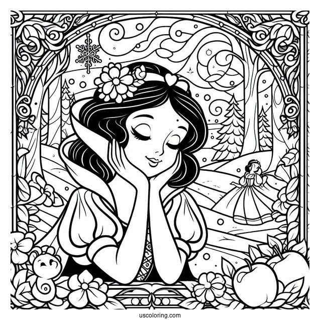 Beautiful Snow White Coloring Pages Stained Glass