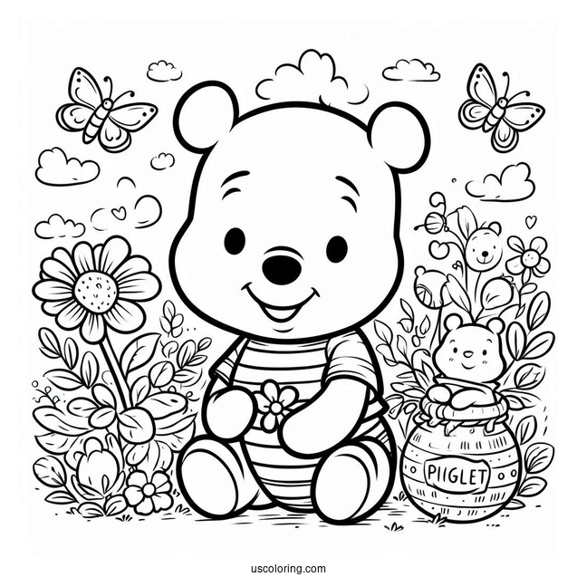 Baby Winnie The Pooh With Piglet Coloring Pages For Kids
