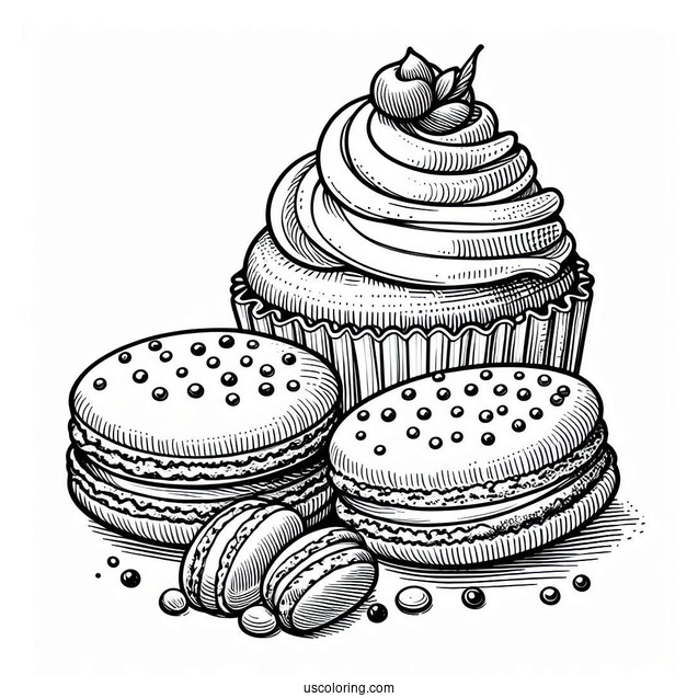 Coloring Page Of Macaroons