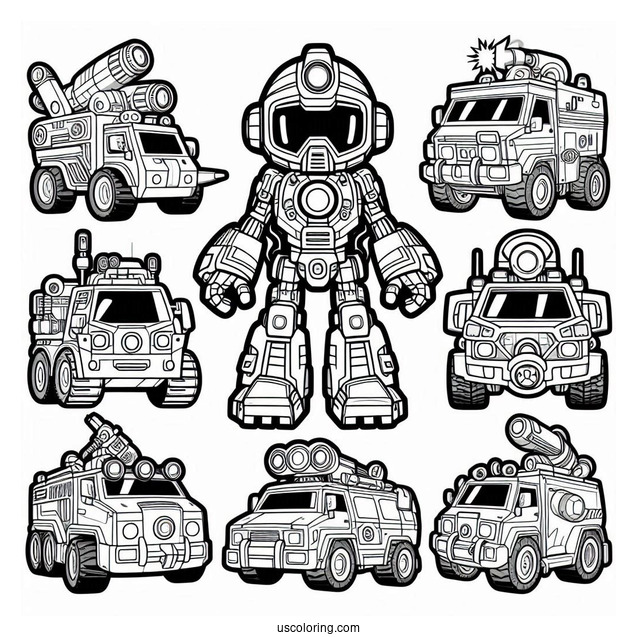 Detailed Rescue Bots Coloring Page Assembled