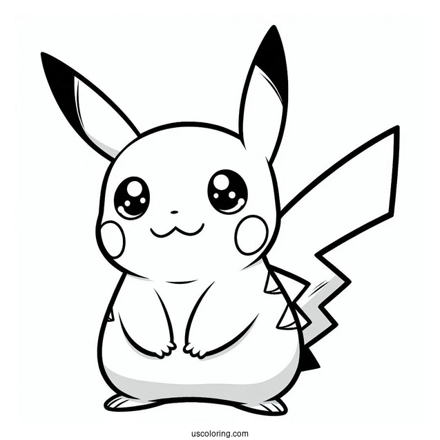 Big-Eyed Pikachu Coloring Sheet