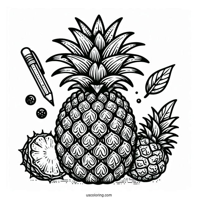 Juicy Pineapple Coloring Sheet