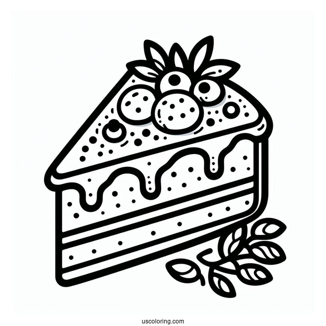 Cake Slice Outline Coloring In For Preschoolers
