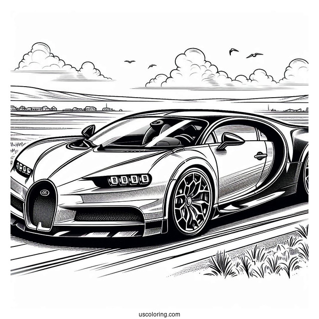 High Speed Bugatti Coloring Page Chiron On The Road