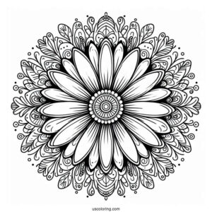 Massive Daisy Spring Mandala Coloring Page For Kids