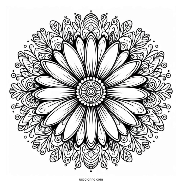 Massive Daisy Spring Mandala Coloring Page For Kids