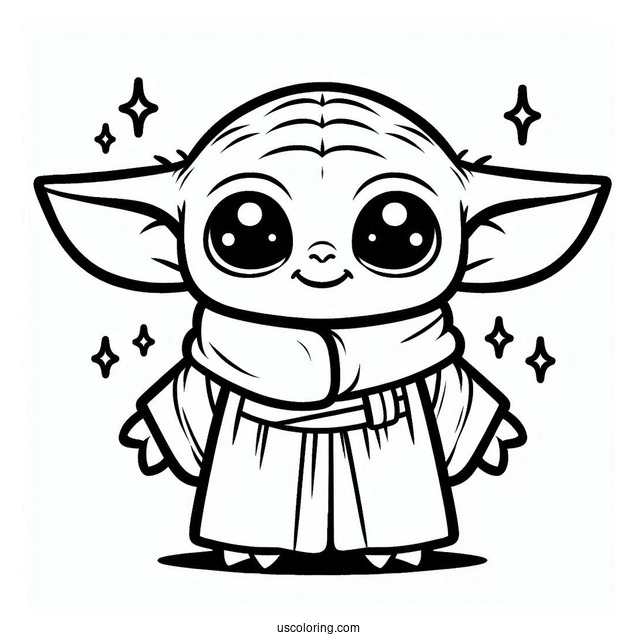 Kawaii Baby Yoda To Color