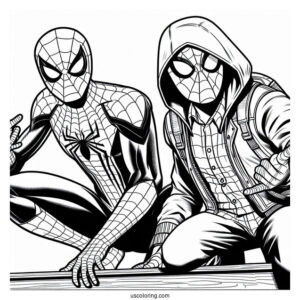 Spider-Man And Ned Leeds Coloring Sheet