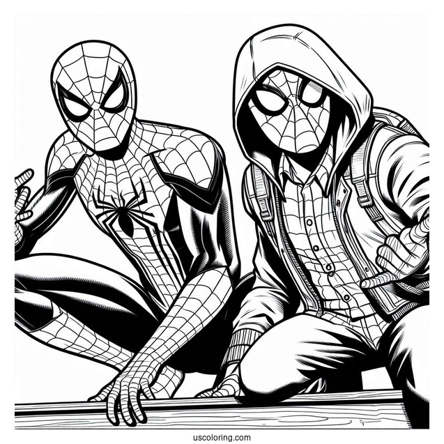 Spider-Man And Ned Leeds Coloring Sheet