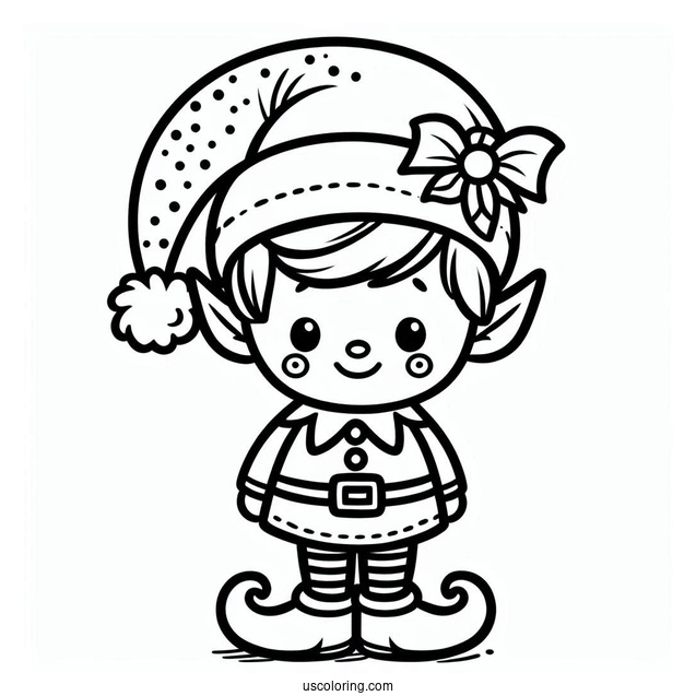 Simple Outline Of a Christmas Elf For Preschoolers