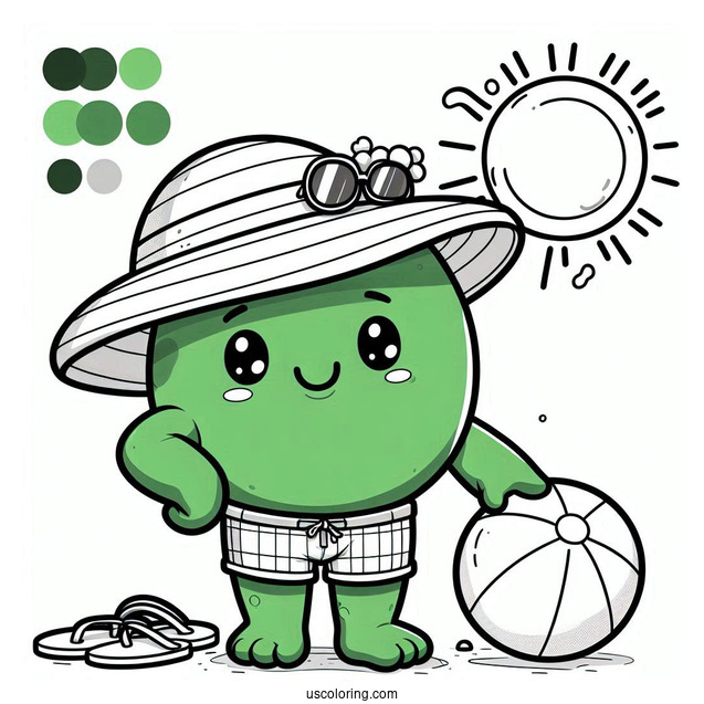 Smiling Chibi Hulk Coloring Page Under The Sun For Kids