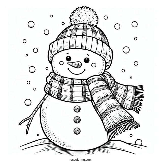 Chilly Snowman Wearing a Scarf And Beanie In The Snow