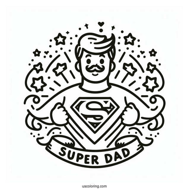 Super Dad In Shield Symbol Coloring Page For Kids