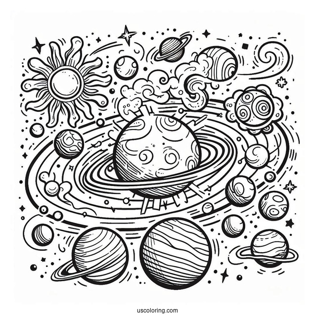 Cartoon Coloring Page Of The Solar System