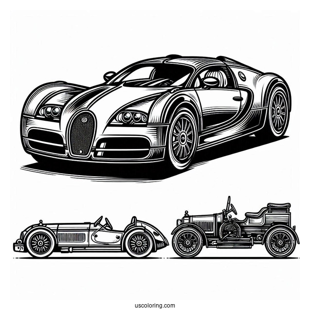 Easy Bugatti Coloring Page Centodieci Outline For Kids