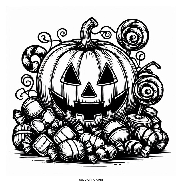 Halloween Jack-O-Lantern Full Of Candy