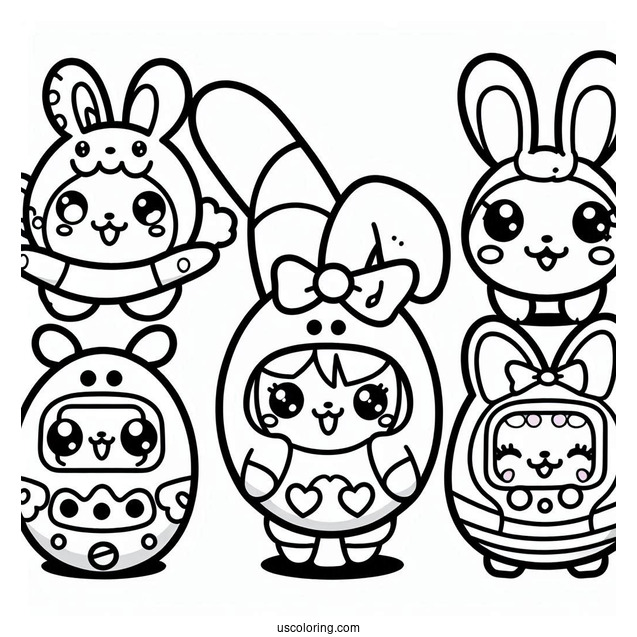 Tamagotchi Coloring Page With Sanrio Characters
