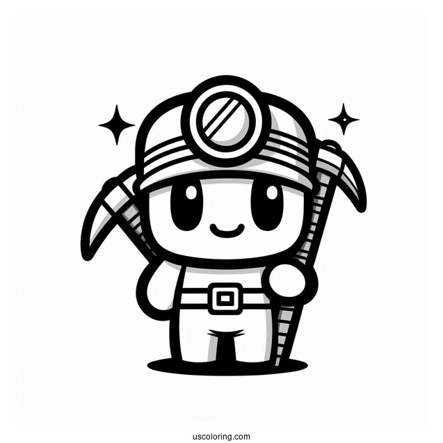 Miner Shy Guy Coloring Page Holding Pickaxe