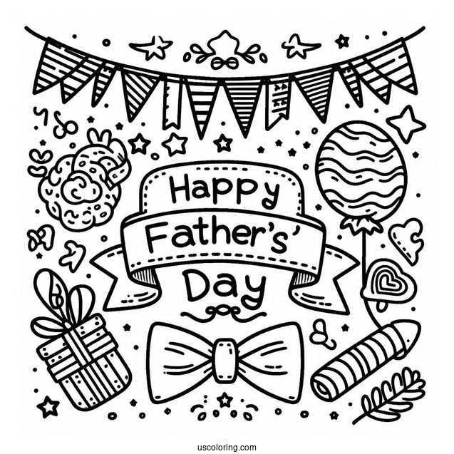 Happy Father's Day Coloring Page Of Banner