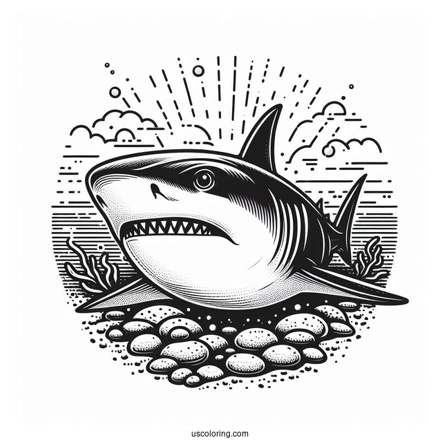 Close Up Of Bull Shark Coloring Page