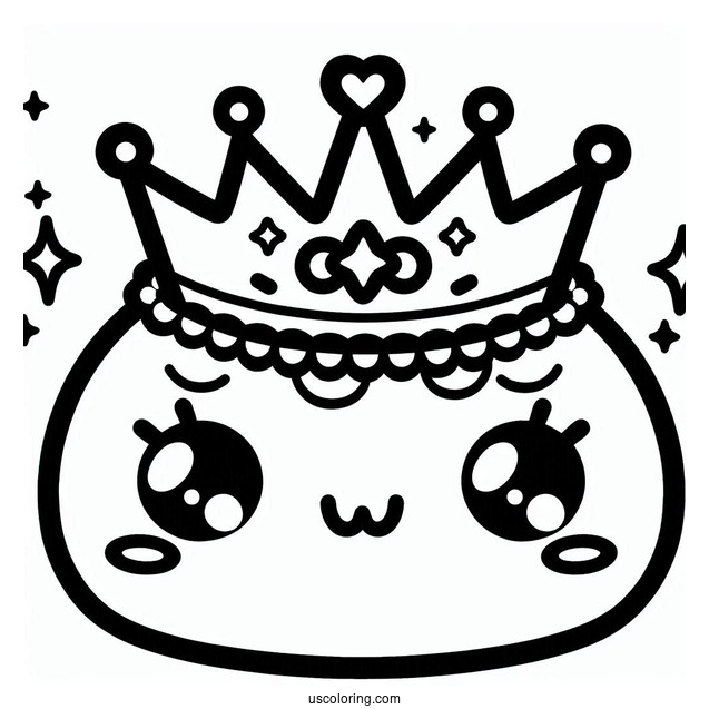 Kawaii Crown Coloring Page For Kids