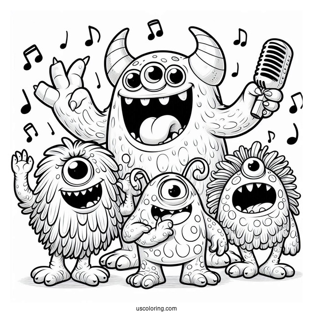 My Singing Monsters Coloring Page Of Mammott, Maw, Bowgart, And Fwog