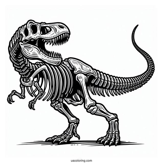 Tyrannosaurus Rex Skeleton Coloring Page